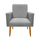 Poltrona Decorativa Sala De Estar Malibu Suede Cinza