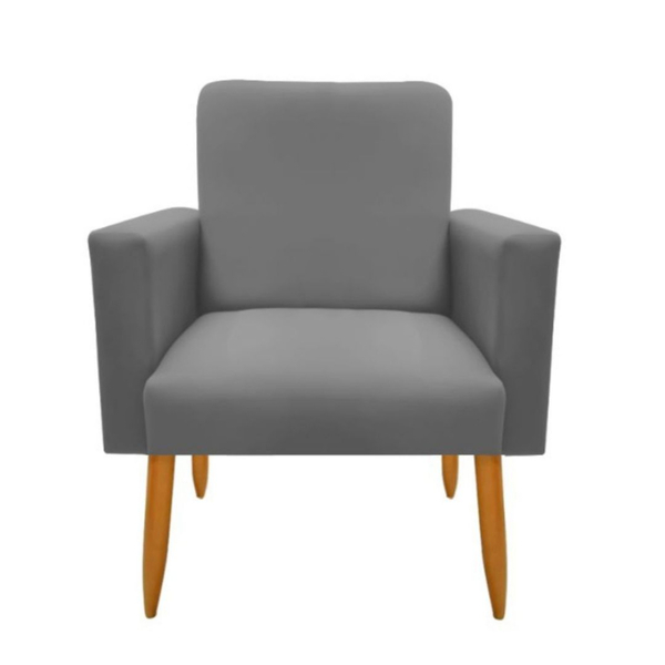 Poltrona Decorativa Sala De Estar Malibu Suede Cinza Escuro