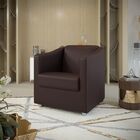 Poltrona Decorativa Sala De Estar Malu Corino Marrom