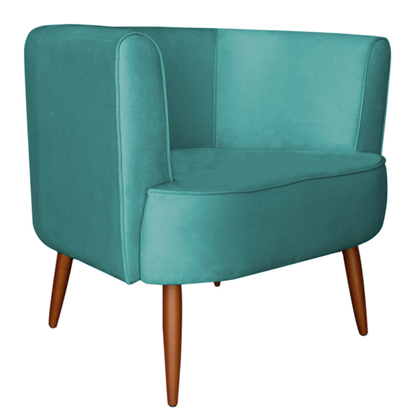 Poltrona Decorativa Sala De Estar Megan Veludo Azul Turquesa