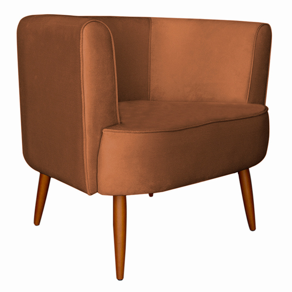 Poltrona Decorativa Sala De Estar Megan Veludo Terracota - Mo