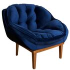 Poltrona Decorativa Sala De Estar Moana Veludo Azul Marinho