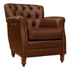 Poltrona Decorativa Sala De Estar Níger Pés Madeira Couro - T