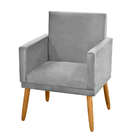Poltrona Decorativa Sala De Estar Nina Luxo Suede Cinza
