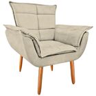 Poltrona Decorativa Sala De Estar Opala Clean Suede Bege