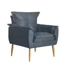 Poltrona Decorativa Sala De Estar Opala Luxo Suede Cinza