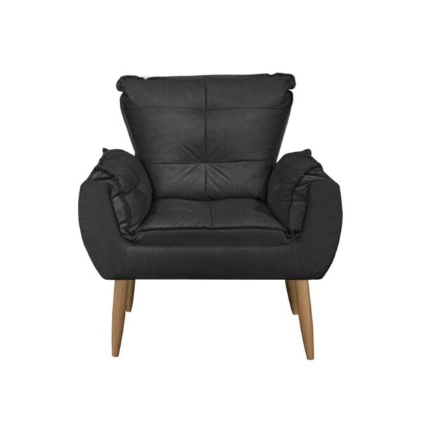 Poltrona Decorativa Sala De Estar Opala Luxo Suede Preto