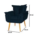 Poltrona Decorativa Sala De Estar Opalla Suede Azul Marinho