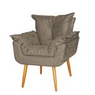 Poltrona Decorativa Sala De Estar Opalla Suede Bege Escuro
