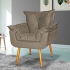 Poltrona Decorativa Sala De Estar Opalla Suede Bege Escuro