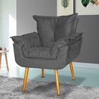 Poltrona Decorativa Sala De Estar Opalla Suede Cinza