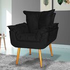 Poltrona Decorativa Sala De Estar Opalla Suede Preto