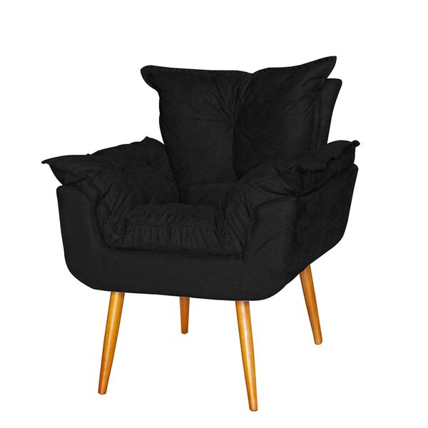 Poltrona Decorativa Sala De Estar Opalla Suede Preto