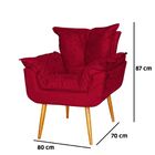 Poltrona Decorativa Sala De Estar Opalla Suede Vermelho