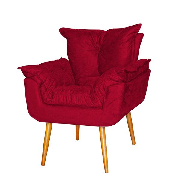 Poltrona Decorativa Sala De Estar Opalla Suede Vermelho
