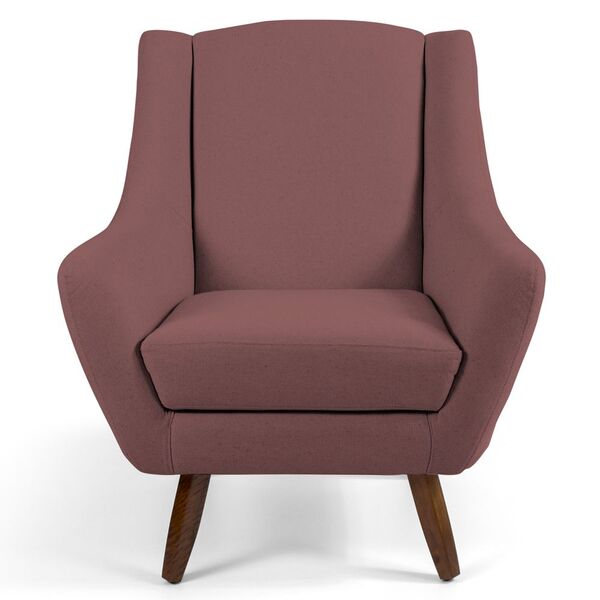 Poltrona Decorativa Sala De Estar Pés De Madeira Naomi Veludo