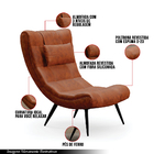 Poltrona Decorativa Sala De Estar Pés Palito Letty Pu Nozes G