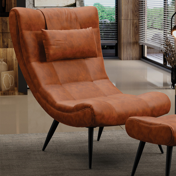 Poltrona Decorativa Sala De Estar Pés Palito Letty Pu Nozes G