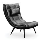 Poltrona Decorativa Sala De Estar Pés Palito Letty Pu Preto G