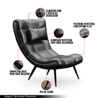 Poltrona Decorativa Sala De Estar Pés Palito Letty Pu Preto G