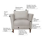 Poltrona Decorativa Sala De Estar Pés Palito Lubbock Couro Of