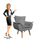 Poltrona Decorativa Sala De Estar Pés Palito Opla Suede Grafi