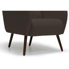 Poltrona Decorativa Sala De Estar Pés Palitos Corino Marrom