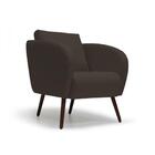 Poltrona Decorativa Sala De Estar Pés Palitos Corino Marrom