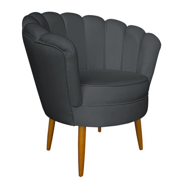 Poltrona Decorativa Sala De Estar Pétala Veludo Grafite - Mon