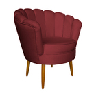 Poltrona Decorativa Sala De Estar Pétala Veludo Vermelho - Mo