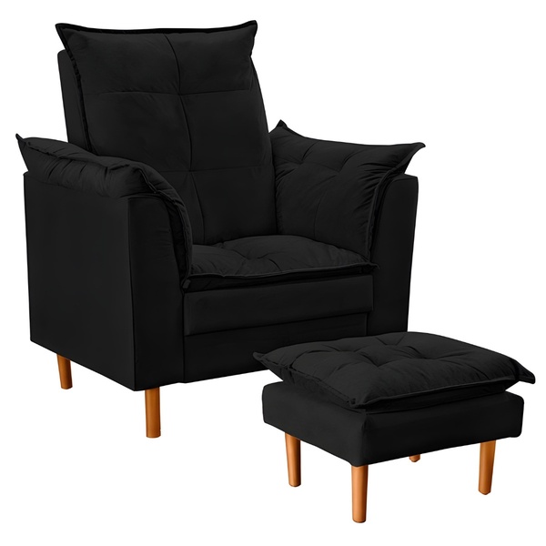 Poltrona Decorativa Sala De Estar Quarto Leitura Azera Suede