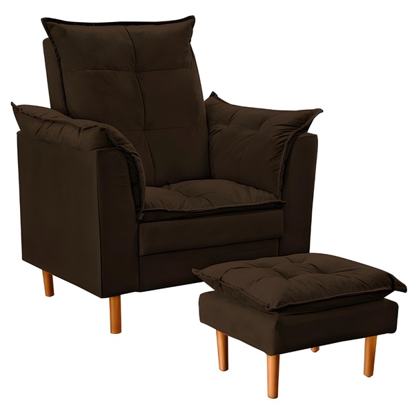 Poltrona Decorativa Sala De Estar Quarto Leitura Ibiza Suede