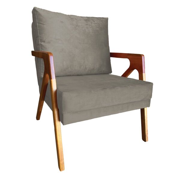 Poltrona Decorativa Sala De Estar Recepção Lucía Veludo Bege