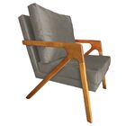 Poltrona Decorativa Sala De Estar Recepção Lucía Veludo Bege