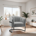 Poltrona Decorativa Sala De Estar Recepção Mavie Base De Ferr