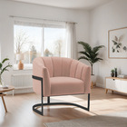 Poltrona Decorativa Sala De Estar Recepção Mavie Base De Ferr