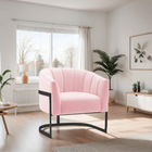 Poltrona Decorativa Sala De Estar Recepção Mavie Base De Ferr