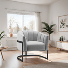 Poltrona Decorativa Sala De Estar Recepção Mavie Base De Ferr