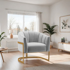 Poltrona Decorativa Sala De Estar Recepção Mavie Base De Ferr