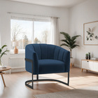 Poltrona Decorativa Sala De Estar Recepção Mavie Base De Ferr