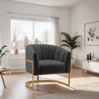 Poltrona Decorativa Sala De Estar Recepção Mavie Base De Ferr