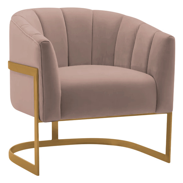 Poltrona Decorativa Sala De Estar Recepção Mavie Base De Ferr