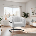 Poltrona Decorativa Sala De Estar Recepção Mavie Base De Ferr