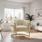 Poltrona Decorativa Sala De Estar Recepção Mavie Base De Ferr