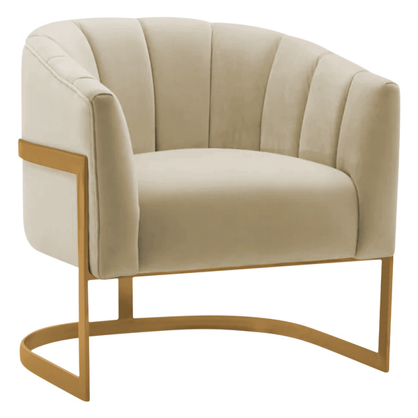 Poltrona Decorativa Sala De Estar Recepção Mavie Base De Ferr