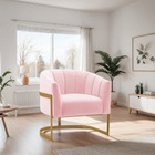 Poltrona Decorativa Sala De Estar Recepção Mavie Base De Ferr