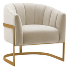 Poltrona Decorativa Sala De Estar Recepção Mavie Base De Ferr