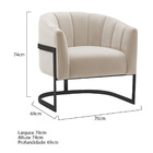 Poltrona Decorativa Sala De Estar Recepção Mavie Base De Ferr