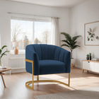 Poltrona Decorativa Sala De Estar Recepção Mavie Base De Ferr