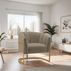 Poltrona Decorativa Sala De Estar Recepção Mavie Base De Ferr